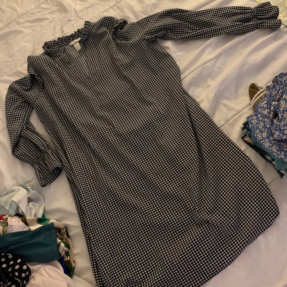 Gingham print frock style dress